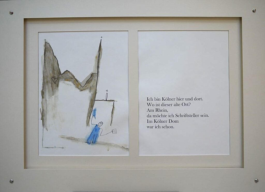 Ich bin Koelner hier und dort. Wo ist dieser alte Ort? Am Rhein, da moechte ich Schriftsteller sein. Im Koelner Dom war ich schon.